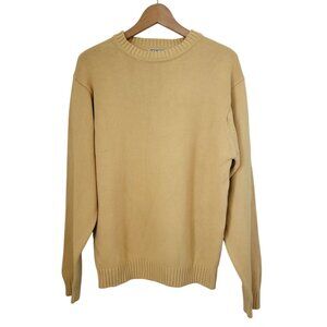 Vintage L.L. Bean Men's Medium Golden Cider Cotton Crewneck Tight Knit Sweater
